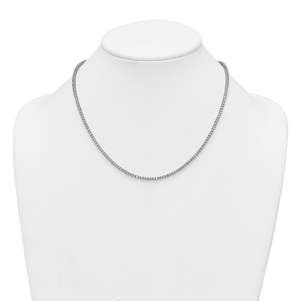 Sterling Silver Rhodium-Plated CZ Tennis Necklace