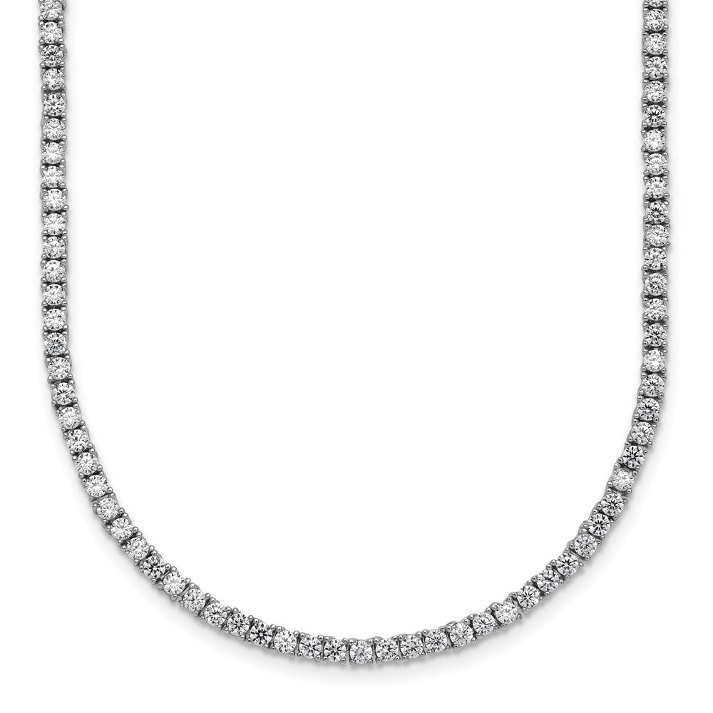 Sterling Silver Rhodium-Plated CZ Tennis Necklace