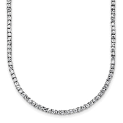Sterling Silver Rhodium-Plated CZ Tennis Necklace