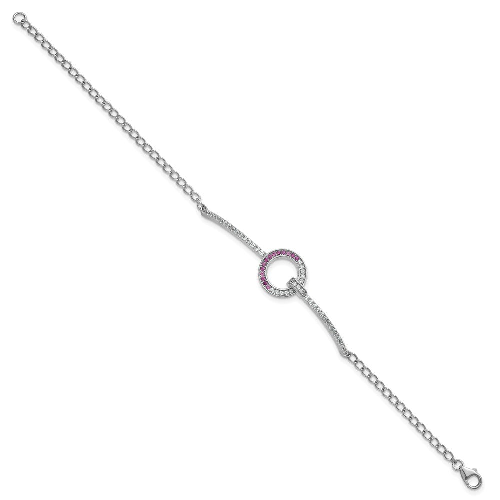 Sterling Silver Rhodium-Plated White & Red CZ Bracelet