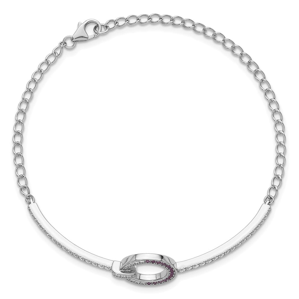 Sterling Silver Rhodium-Plated White & Red CZ Bracelet
