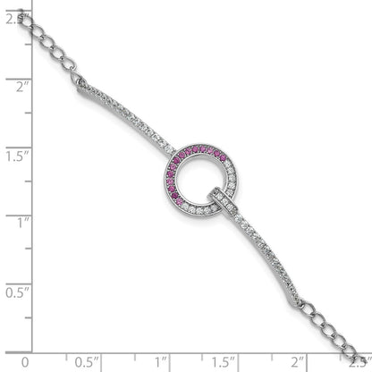 Sterling Silver Rhodium-Plated White & Red CZ Bracelet