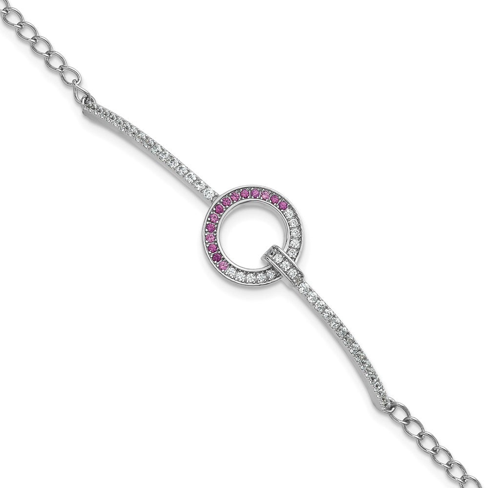 Sterling Silver Rhodium-Plated White & Red CZ Bracelet