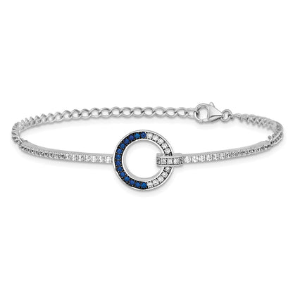 Sterling Silver White & Black Rhodium-Plated White & Blue CZ Bracelet