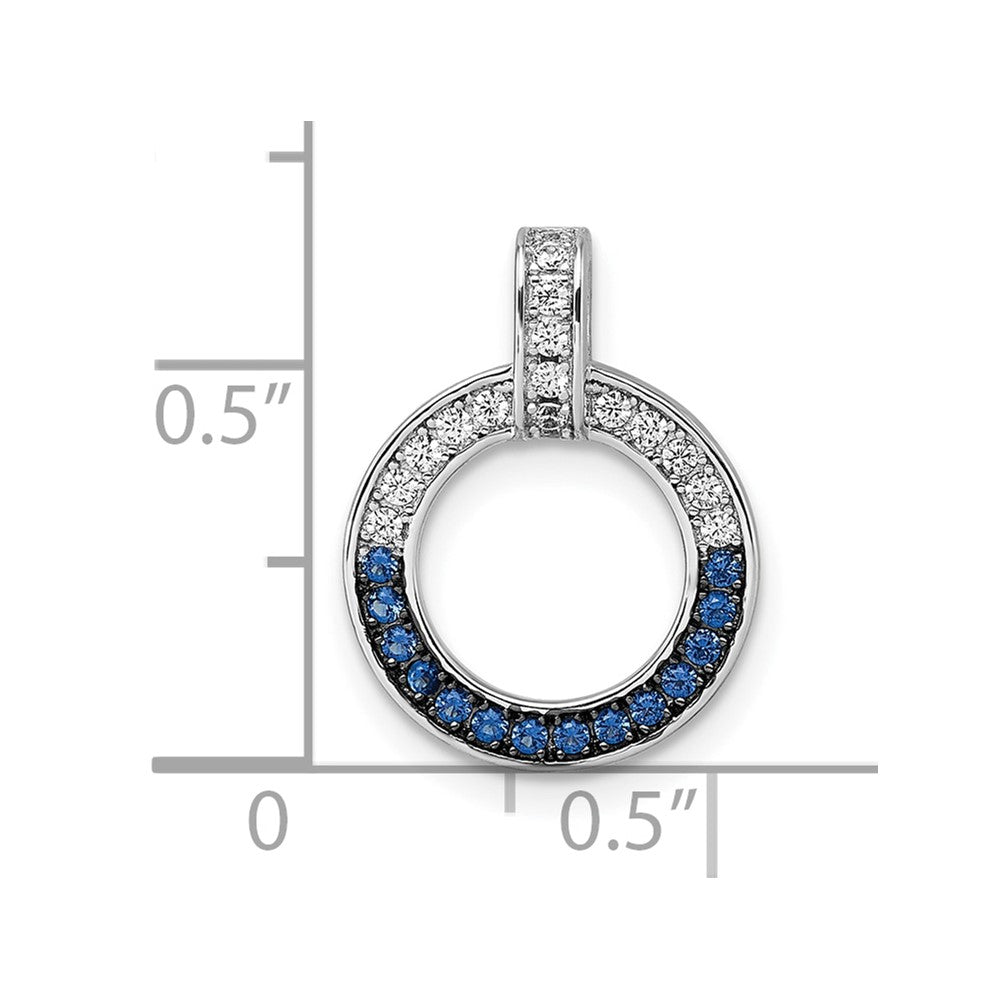 Sterling Silver White & Black Rhodium Plated White & Blue CZ Pendant