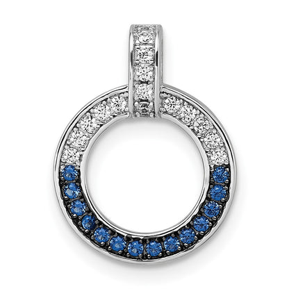 Sterling Silver White & Black Rhodium Plated White & Blue CZ Pendant