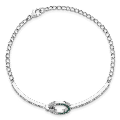 Sterling Silver Rhodium-Plated White & Green CZ Bracelet