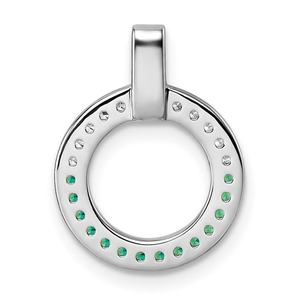 Sterling Silver Rhodium-Plated White & Green CZ Pendant