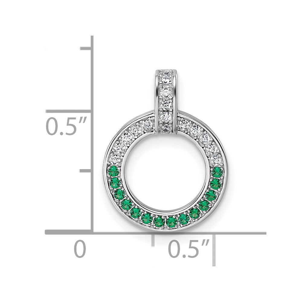 Sterling Silver Rhodium-Plated White & Green CZ Pendant