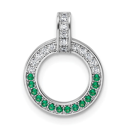 Sterling Silver Rhodium-Plated White & Green CZ Pendant