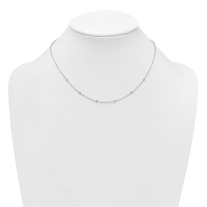 Sterling Silver Polished CZ Station W/ 1in Ext Necklace