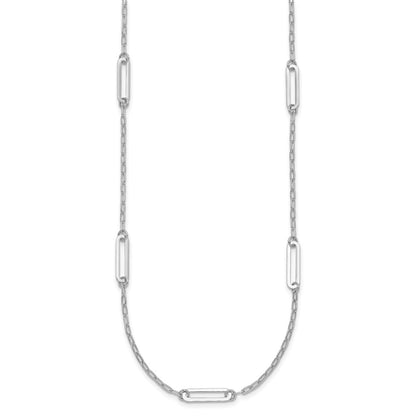 Sterling Silver Rh-Pltd Polished Paperclip Link Station 24in Necklace