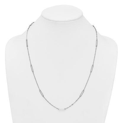 Sterling Silver Rh-Pltd Polished Paperclip Link Station 24in Necklace