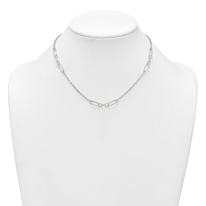 Sterling Silver Polished and Textured Fancy Link Necklace