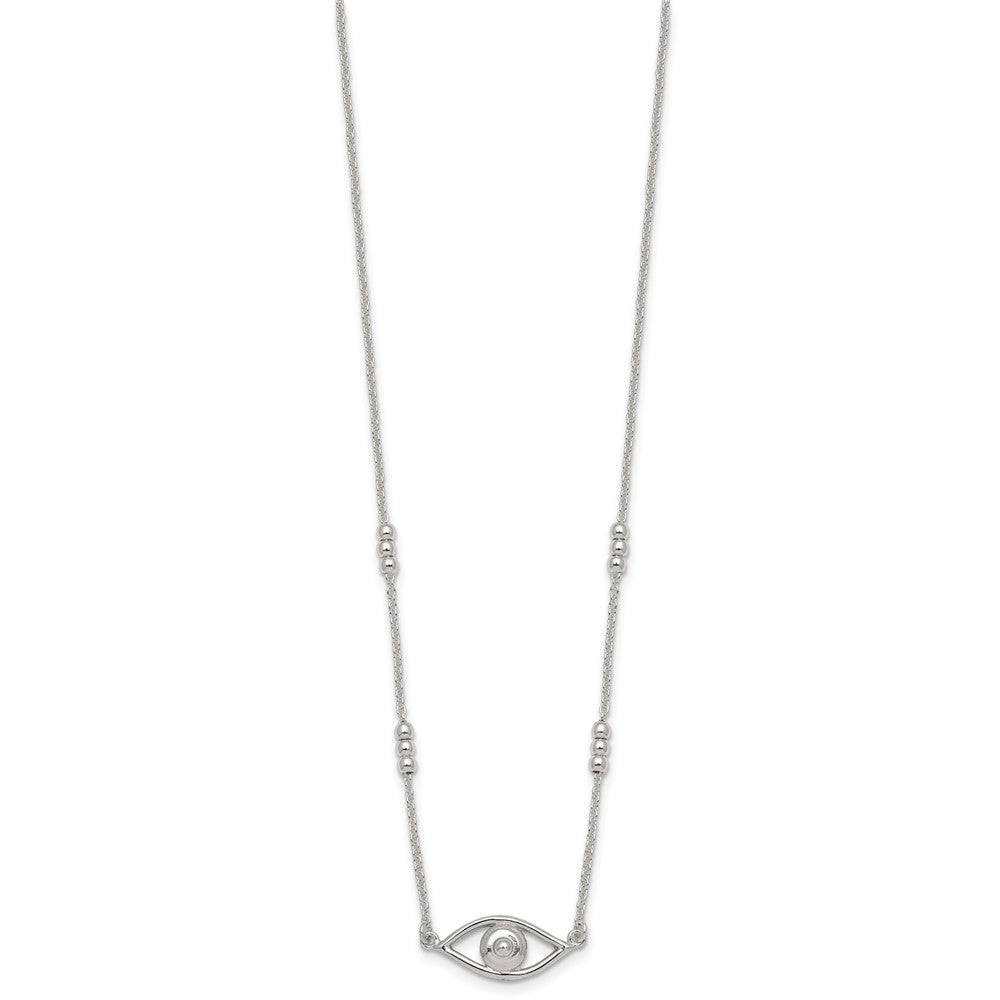 Sterling Silver Polished Evil Eye w/1in Ext Necklace