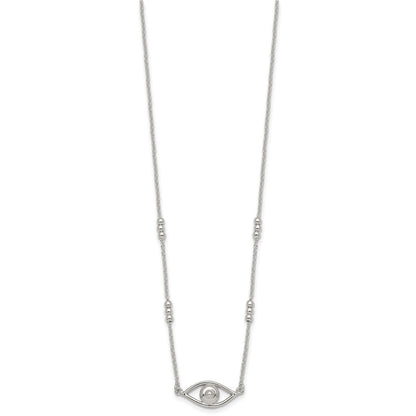 Sterling Silver Polished Evil Eye w/1in Ext Necklace