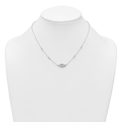 Sterling Silver Polished Evil Eye w/1in Ext Necklace