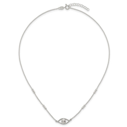 Sterling Silver Polished Evil Eye w/1in Ext Necklace