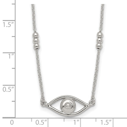 Sterling Silver Polished Evil Eye w/1in Ext Necklace
