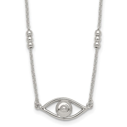 Sterling Silver Polished Evil Eye w/1in Ext Necklace