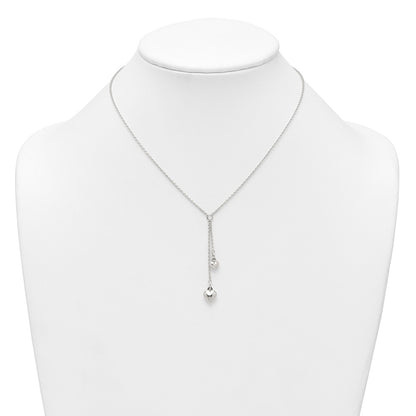 Sterling Silver Polished Two Heart Lariat Necklace
