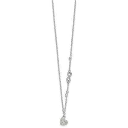 Sterling Silver CZ Infinity and Heart W/ 2in Ext Necklace