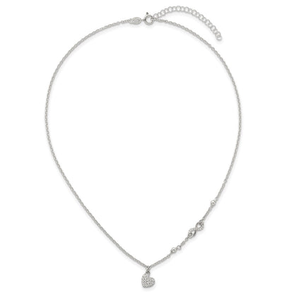 Sterling Silver CZ Infinity and Heart W/ 2in Ext Necklace