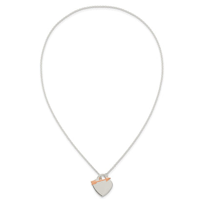 Sterling Silver Rose-Tone Heart and Arrow Toggle Necklace