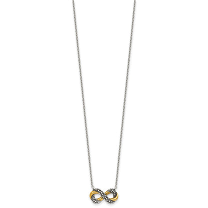 Sterling Silver Gold-Tone Antiqued Textured Infinity Charm Necklace