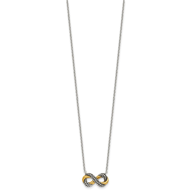 Sterling Silver Gold-Tone Antiqued Textured Infinity Charm Necklace