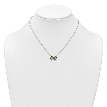 Sterling Silver Gold-Tone Antiqued Textured Infinity Charm Necklace