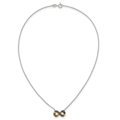 Sterling Silver Gold-Tone Antiqued Textured Infinity Charm Necklace
