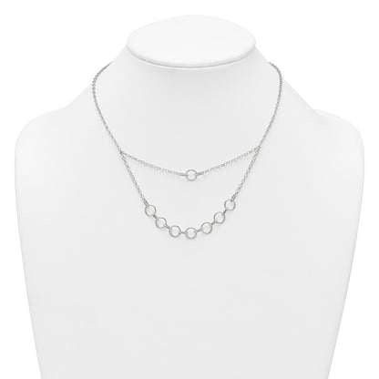 Sterling Silver Polished and Textured Circles w/2in Ext Necklace