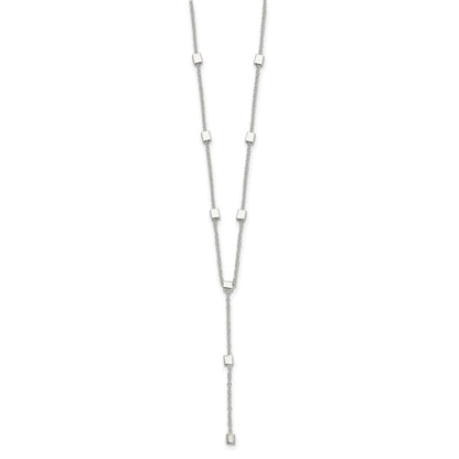 Sterling Silver Polished Cube Bead Y Drop Necklace