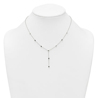 Sterling Silver Polished Cube Bead Y Drop Necklace
