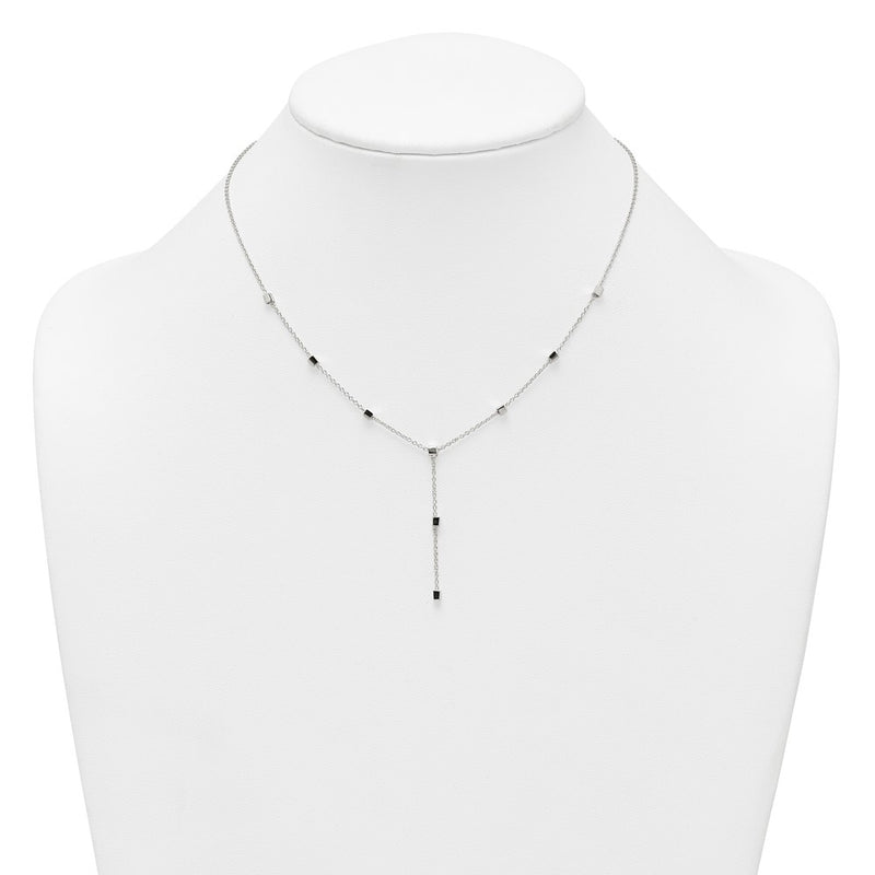 Sterling Silver Polished Cube Bead Y Drop Necklace