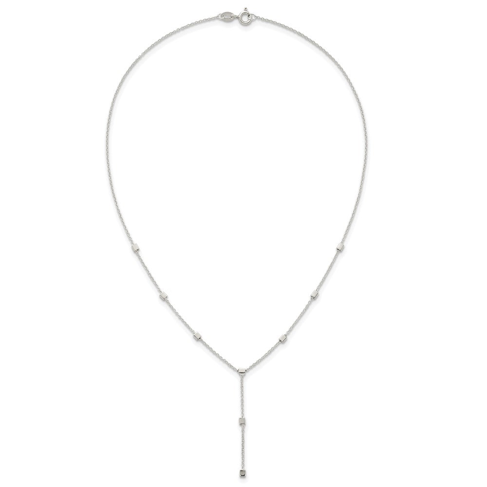 Sterling Silver Polished Cube Bead Y Drop Necklace