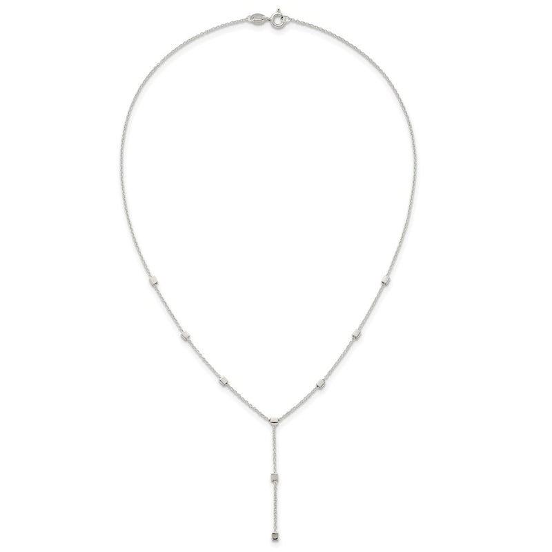 Sterling Silver Polished Cube Bead Y Drop Necklace