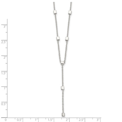 Sterling Silver Polished Cube Bead Y Drop Necklace