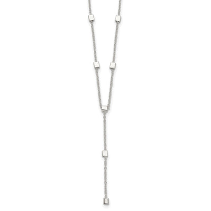 Sterling Silver Polished Cube Bead Y Drop Necklace