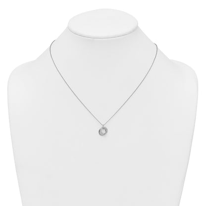 Sterling Silver Rhodium Plated Polished CZ Triple Circle 16.5in w/1.25in Ext Necklace