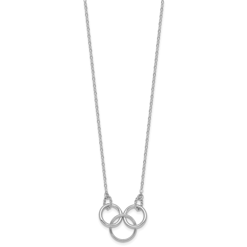 Sterling Silver Rh-Pltd Polished Twisted Ovals/circles 18.5in w/2in Ext Necklace