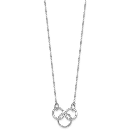 Sterling Silver Rh-Pltd Polished Twisted Ovals/circles 18.5in w/2in Ext Necklace