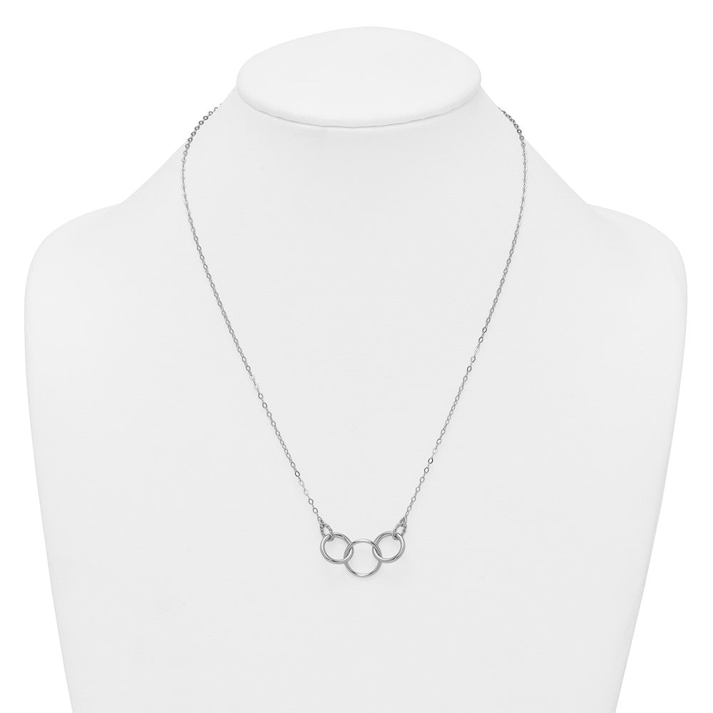 Sterling Silver Rh-Pltd Polished Twisted Ovals/circles 18.5in w/2in Ext Necklace