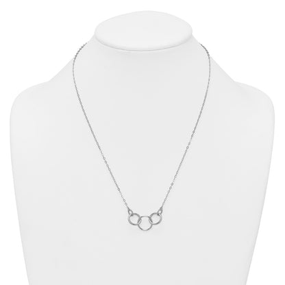 Sterling Silver Rh-Pltd Polished Twisted Ovals/circles 18.5in w/2in Ext Necklace
