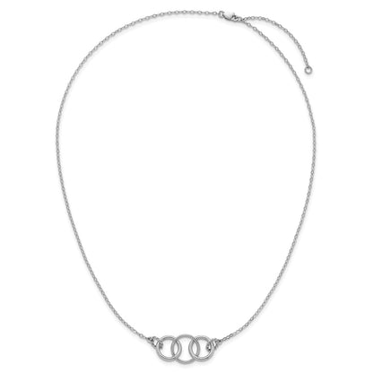 Sterling Silver Rh-Pltd Polished Twisted Ovals/circles 18.5in w/2in Ext Necklace