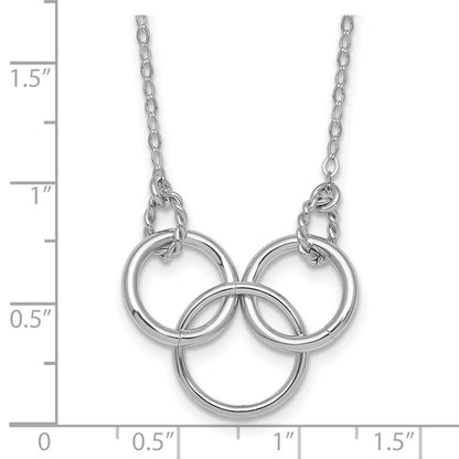 Sterling Silver Rh-Pltd Polished Twisted Ovals/circles 18.5in w/2in Ext Necklace