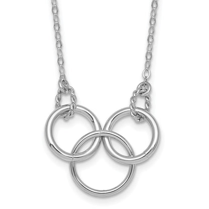 Sterling Silver Rh-Pltd Polished Twisted Ovals/circles 18.5in w/2in Ext Necklace