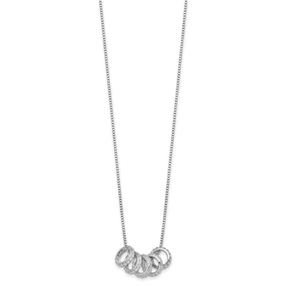 Sterling Silver Rhodium Plated CZ 5 Moveable Circles 18in with 2in Ext Necklace
