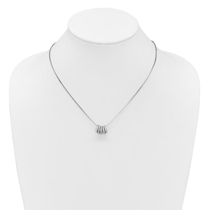 Sterling Silver Rhodium Plated CZ 5 Moveable Circles 18in with 2in Ext Necklace